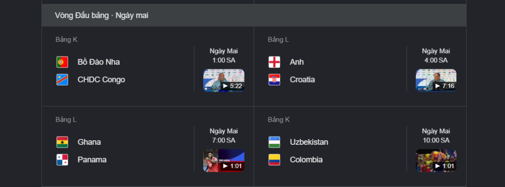 Lịch thi đấu World Cup 2026 18-06-2026